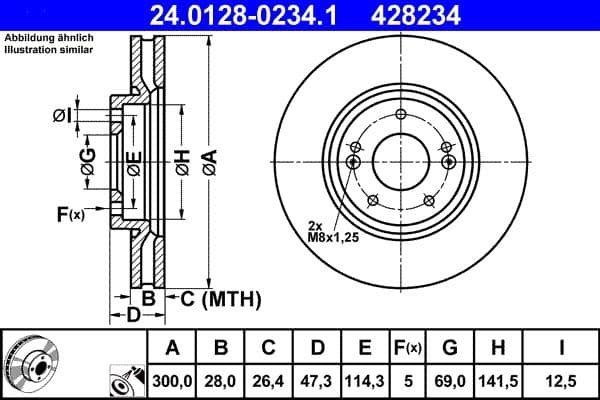 Brake disc Voor Links/Rechts past: HYUNDAI CRETA, I30, IX35, TUCSON, VELOSTER  KIA CEE'D, CERATO III, PRO CEE'D, SOUL II, SPORTAGE II, SPORTAGE III 1.0-Electric 08.04-
