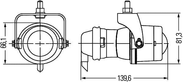 Mistlamp Links/Rechts (H3, 66,1x) 24V past: MERCEDES ECONIC, UNIMOG 01.98-