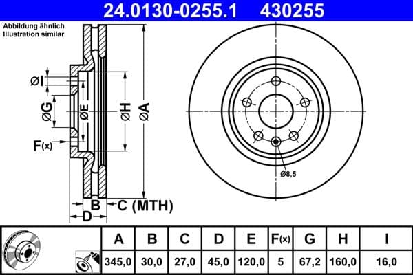 Brake disc Voor Links/Rechts past: OPEL INSIGNIA B, INSIGNIA B COUNTRY, INSIGNIA B GRAND SPORT 1.5-2.0D 03.17-