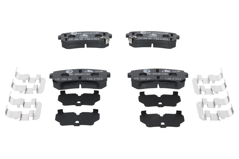 Keramische remblokken Achter (met een dempingskussen  met extra's), past: HYUNDAI ACCENT III, I20 I, I30, IX35, SONATA V, SONATA VI  KIA CADENZA II, CEE'D, CERATO II 1.1D-Electric 09.04-