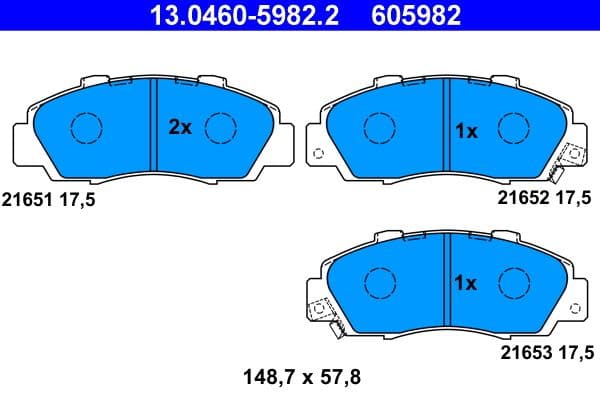 Remblokken set Voor , past: HONDA ACCORD IV, ACCORD V, ACCORD VI, CIVIC VI, CR-V I, HR-V, INTEGRA, LEGEND II, LEGEND III, LEGEND IV, NSX I, ODYSSEY, PRELUDE IV, PRELUDE V, SHUTTLE 1.6-3.5 06.90-