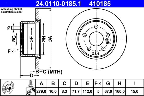 Brake disc Achter Links/Rechts past: MERCEDES /8 (W114), /8 (W115), 123 (C123), 123 (W123), 123 T-MODEL (S123), CABRIOLET (W111, W112), PAGODE (W113), S (C126), S (W108, W109) 2.0-6.8 01.66-06.91