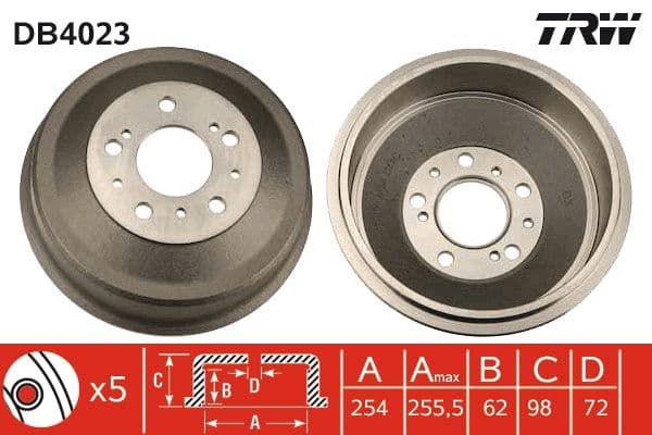 Brake drum Achter past: ALFA ROMEO AR 6  CITROEN C25, JUMPER I, JUMPER II  FIAT DUCATO, TALENTO  PEUGEOT BOXER, J5 1.8-2.8D 09.81-