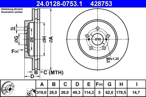 Brake disc Voor Links/Rechts past: LEXUS RX  TOYOTA HARRIER 2.4-3.5 02.03-12.13