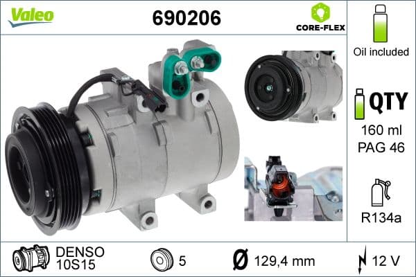 Airconditioning compressor past: HYUNDAI HIGHWAY, SANTA FÉ I, TRAJET, XG  KIA SORENTO I 2.0-2.7 12.98-06.09