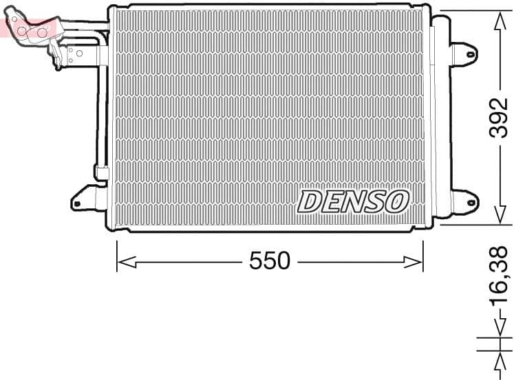 A/C condensator (met droger) past: AUDI A3, TT  NISSAN INTERSTAR  SEAT ALTEA, ALTEA XL, IBIZA IV, IBIZA IV SC, LEON, TOLEDO III  SKODA OCTAVIA I, OCTAVIA II, SUPERB II, YETI 1.0-Electric 09.96-09.20