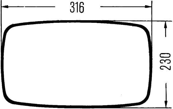 Zijspiegel, breedte: 230mm, hoogte: 316mm past: FENDT 307 C  CLAAS 530, 540, 550, 620, 630, 640, 650, 810, 820, 830, 850, 870, 920, 930, 940, 950  MASSEY FERGUSON 210, 220, 235, 240, 245, 250