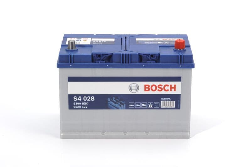 Batterij BOSCH 12V 95Ah/830A S4 (R+ standaard terminal) 306x173x225 B01 - montageflens 10,5 mm (beginnen)