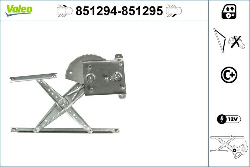 Raamregelaar Voor Links (elektrisch, zonder motor) past: TOYOTA COROLLA, COROLLA VERSO 01.01-07.14