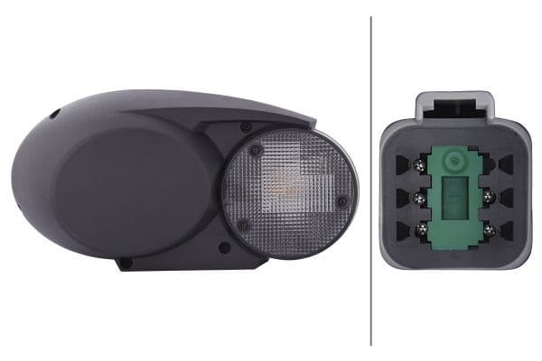 Koplamp Rechts (H4/P21W/PY21W/T4W, kleur invoegen: zwart, kleur indicator: grijs/transparant) past: FENDT 922 VARIO, 924 VARIO, 930 VARIO