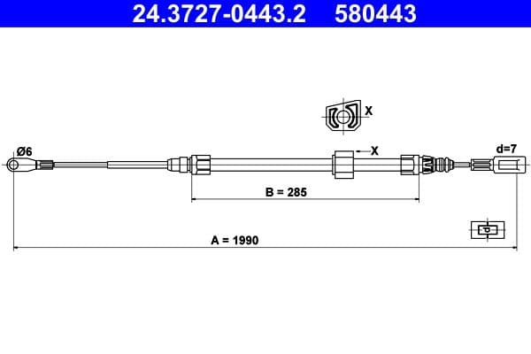 Handremkabel Voor Links/Rechts (1990mm) past: MERCEDES SPRINTER 2-T (B901, B902), SPRINTER 3,5-T (B909), SPRINTER 3-T (B903), SPRINTER 4,6-T (B909), SPRINTER 4-T (B904) 2.1D-2.9D 01.95-