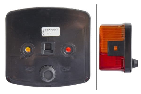 Achterlicht Rechts (P21W/R10W, 12V, geel/red, met indicator, met stoplicht, parkeerlicht, geen reflector) past: FENDT 200 S FARMER, 200 SA FARMER, 200 V FARMER, 200 VA FARMER, 203 P FARMER