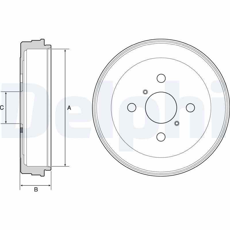 Brake drum Achter past: TOYOTA YARIS 1.0/1.3/1.4D 04.99-11.05