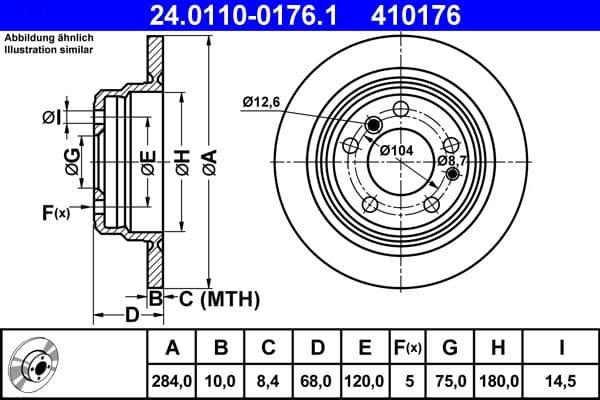 Brake disc Achter Links/Rechts past: BMW 7 (E23) 2.8-3.5 05.77-09.86