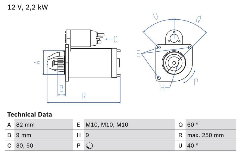 Starter (12V, 2,2kW, gereviseerd) past: CHRYSLER GRAND VOYAGER V, RAM VAN, VOYAGER IV, VOYAGER V 2.8D 04.04-