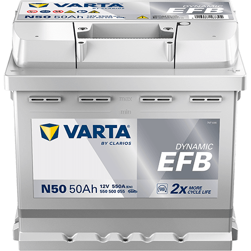 Batterij VARTA 12V 50Ah/550A (EN) Dynamic EFB  (EN) START&STOP EFB (R+) 207x175x190 B13 - montageflens 10,5 mm (beginnen/efb)