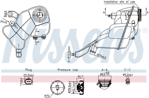 Koelvloeistof expansievat (met stekker, met niveausensor) past: MERCEDES S (C216), S (W221, V221) 10.05-12.13