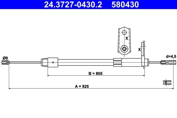 Handremkabel Achter Links (925mm) past: MERCEDES C (CL203), C T-MODEL (S203), C (W203), CLC (CL203), CLK (A209), CLK (C209) 1.6-5.5 05.00-06.11