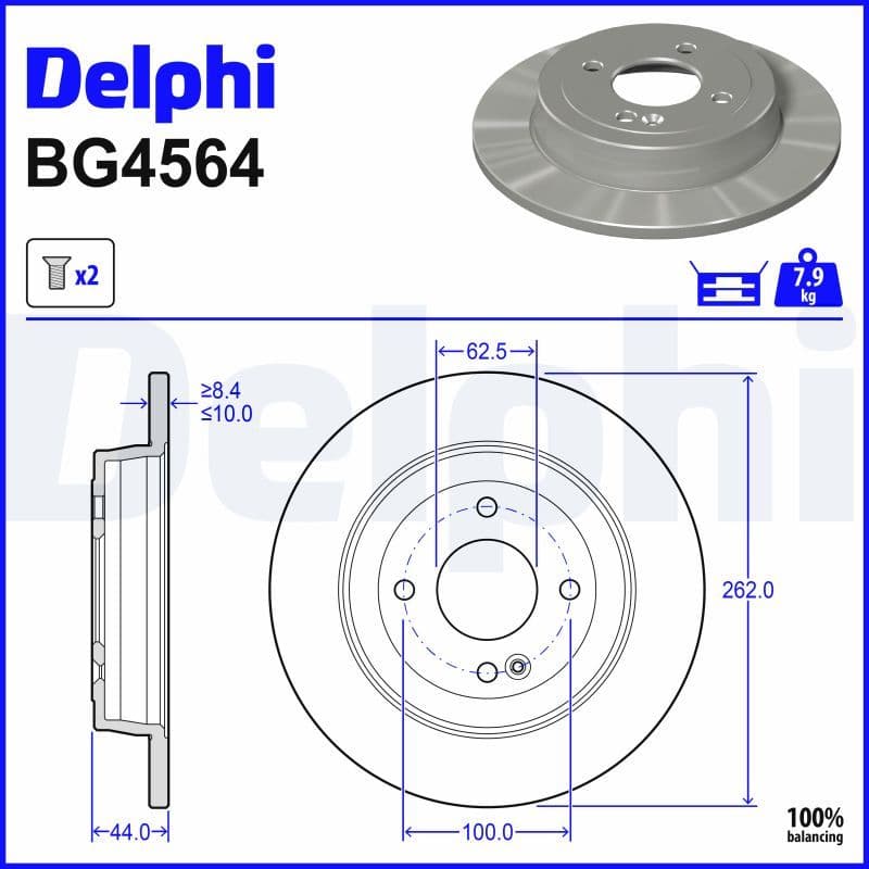 Remschijf set (2 stuks) Achter Links/Rechts past: HYUNDAI ACCENT IV, ACCENT V, BAYON, I20 ACTIVE, I20 I, I20 II, I20 III, INSTER, SOLARIS  KIA RIO III, RIO IV, STONIC 1.0-Electric 09.08-