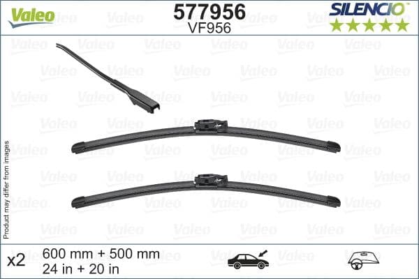 Wisserblad voegloos Voor met spoiler (2pcs) Silencio 600/500mm past: BMW X2 (F39) 11.17-10.23