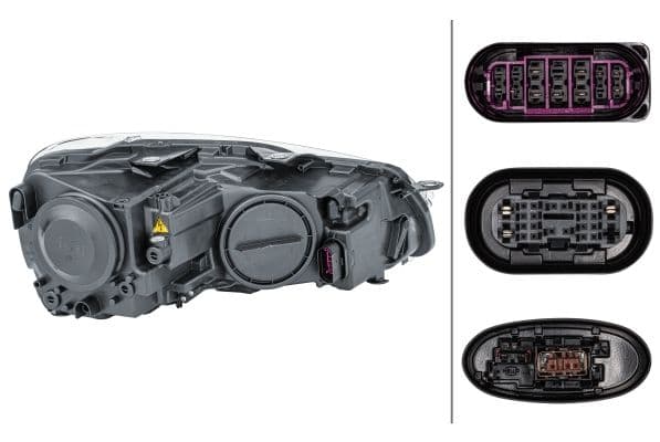 Koplamp Links (bi-xenon, D1S/PY21W/W5W, elektrisch, met motor, kleur invoegen: verchroomd/zwart) past: VW GOLF VI