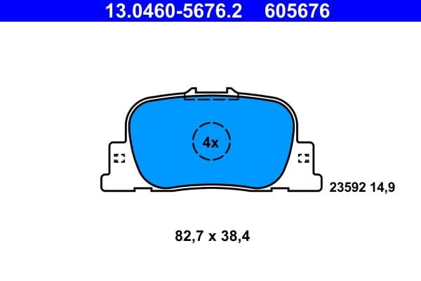 Remblokken set Achter , past: TOYOTA CALDINA, CAMRY, OPA, PRIUS 1.5H-3.0 08.96-12.09