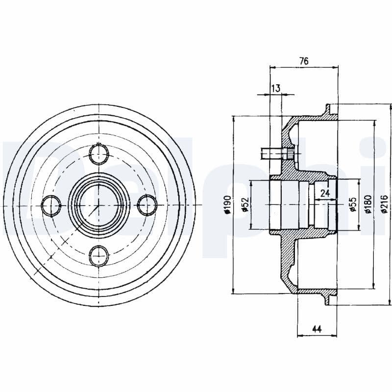 Brake drum Achter past: FORD COURIER, ESCORT CLASSIC, ESCORT V, ESCORT VI, FIESTA, FIESTA III, FIESTA IV, FIESTA V, KA, ORION III, PUMA  MAZDA 121 III 1.0-1.8D 08.83-11.08