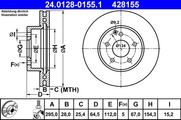 Brake disc Voor Links/Rechts past: MERCEDES C (C204), C (W204), C T-MODEL (S204), E (A207), E (C207), E (W212), E T-MODEL (S212), SLC (R172), SLK (R172) 1.6-3.0 01.07-