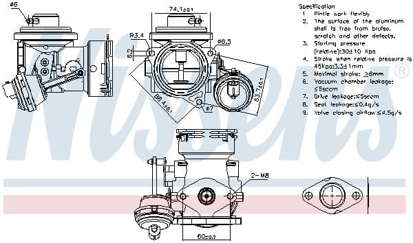 EGR-klep past: SEAT ALTEA, TOLEDO III  SKODA OCTAVIA II  VW CADDY III 1.9D 04.04-12.10
