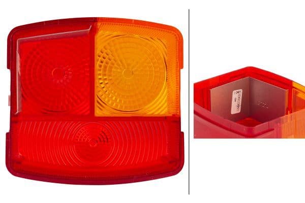 Rear lamp element Links (P21W/R10W, oranje/red, met indicator, met stoplicht, parkeerlicht, geen reflector) past: FENDT 200 S FARMER, 200 SA FARMER, 200 V FARMER, 200 VA FARMER, 203 P FARMER