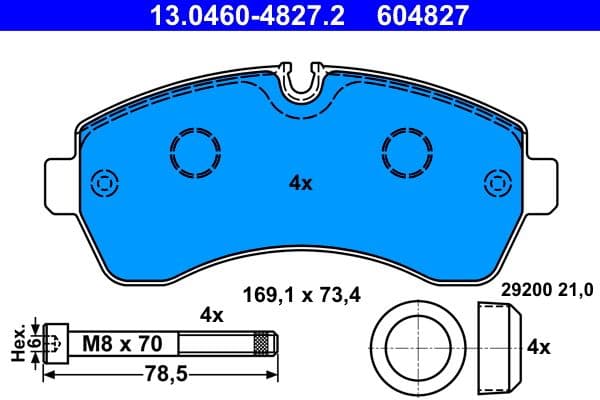 Remblokken set Voor (met extra's  met remklauw geleidingsbouten), past: MERCEDES SPRINTER 3,5-T (B906), SPRINTER 3,5-T (B907), SPRINTER 3,5-T (B907, B910), SPRINTER 3-T (B907) 1.8-Electric 04.06-