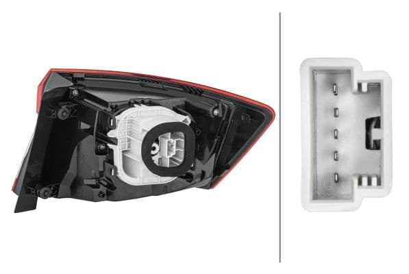 Achterlicht Links (extern, LED/W16W, anti-fog licht, achteruitrijlicht) past: SKODA KAROQ 11.17-11.21