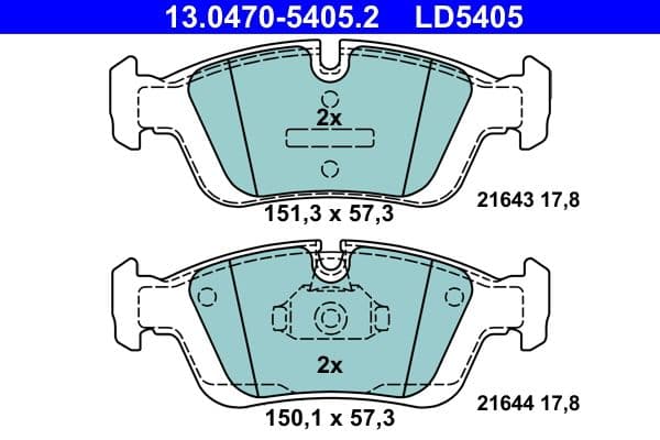 Keramische remblokken Voor , past: BMW 3 (E36), 3 (E46), Z3 (E36), Z4 (E85) 1.6-3.0 09.90-02.09