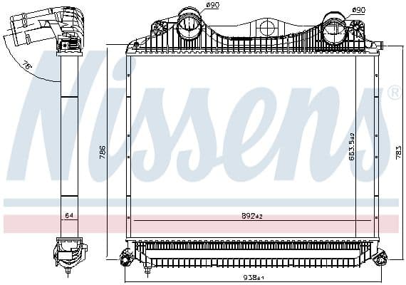 Toevoerluchtkoeler past: MAN TGA, TGS I, TGX I D0836LF41-D3876LF16 06.99-