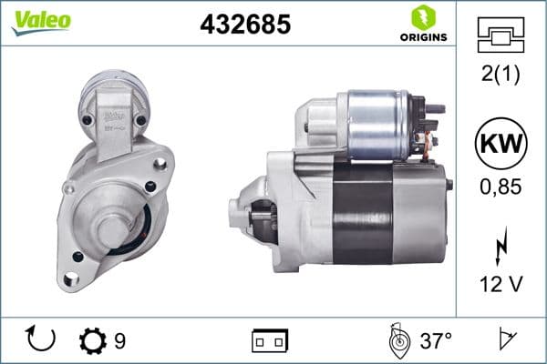 Starter (12V, 0,85kW, nieuw) past: DACIA LOGAN, LOGAN II, LOGAN MCV II, SANDERO, SANDERO II  NISSAN KUBISTAR  RENAULT CLIO I, CLIO II, CLIO III, CLIO IV, KANGOO, KANGOO EXPRESS 1.0-3.0 04.92-