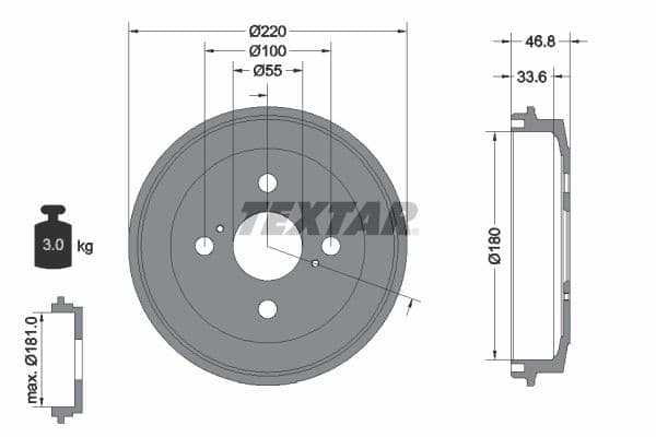 Brake drum Achter past: DAIHATSU CUORE VII, MATERIA, SIRION  SUBARU JUSTY IV  TOYOTA BB II, VERSO S 0.7-1.5LPG 01.05-
