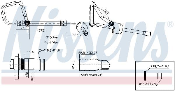 Airco slang/pijp (van verdamper tot aircocompressor) past: CITROEN C5 III  PEUGEOT 407 1.8-2.2 03.04-