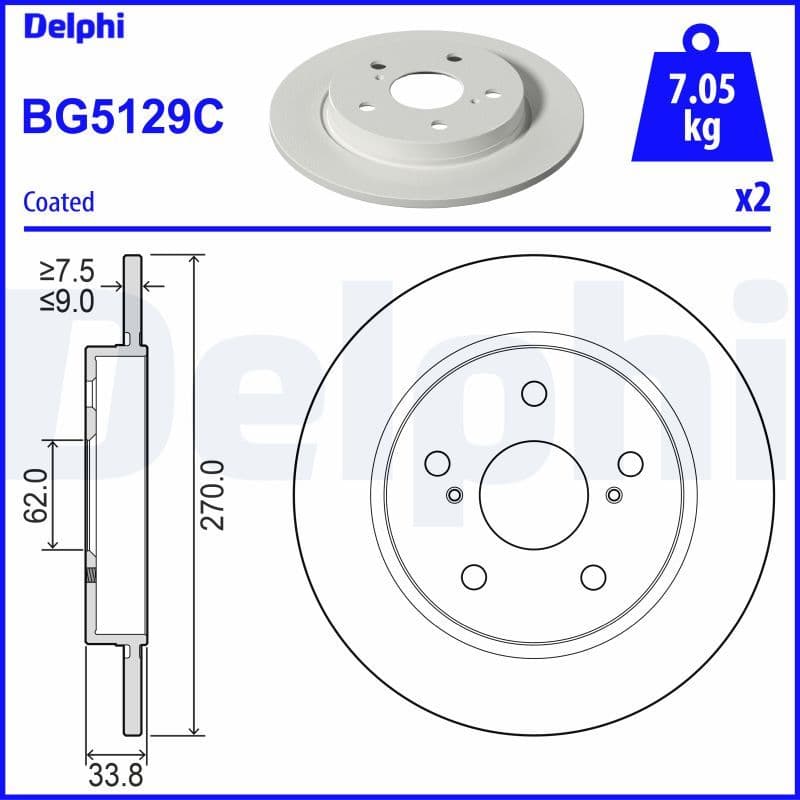 Remschijf set (2 stuks) Achter Links/Rechts past: TOYOTA COROLLA 1.5/1.6 01.19-