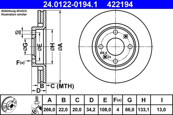 Brake disc Voor Links/Rechts past: DS DS 3  CITROEN AMI, BERLINGO, C-ELYSEE, C2, C2 ENTERPRISE, C3 AIRCROSS I, C3 AIRCROSS II, C3 I, C3 II, C3 III, C3 PICASSO, C3 PLURIEL, C4 1.0-Electric 05.96-