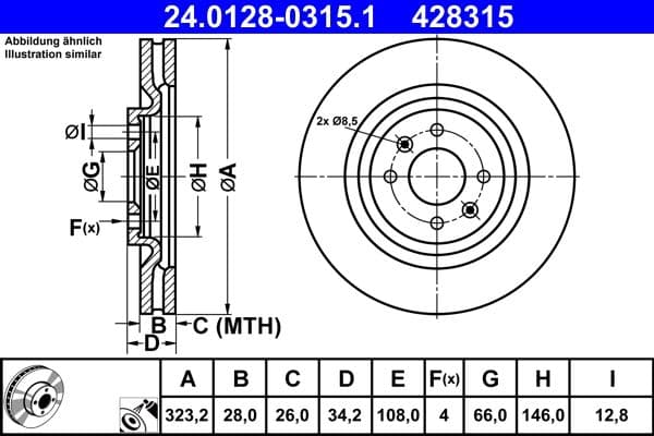 Brake disc Voor Links/Rechts past: DS DS 3  CITROEN DS3  PEUGEOT 208 I 1.2-1.6D 11.09-12.19