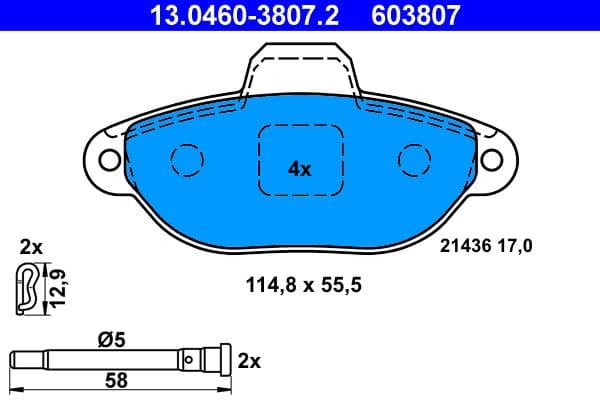 Remblokken set Voor (met extra's), past: FIAT PANDA, PUNTO, SEICENTO / 600  FORD KA 0.9-1.4 04.97-