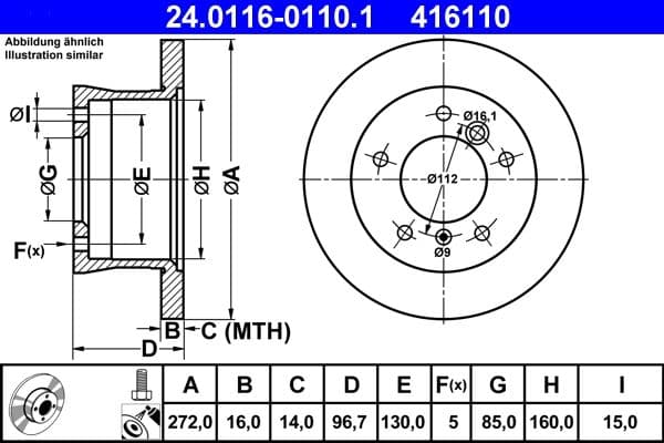 Brake disc Achter Links/Rechts past: MERCEDES G (W461), G (W463), SPRINTER 2-T (B901, B902), SPRINTER 3,5-T (B909), SPRINTER 3-T (B903), SPRINTER 4-T (B904) 2.1D-Electric 09.94-