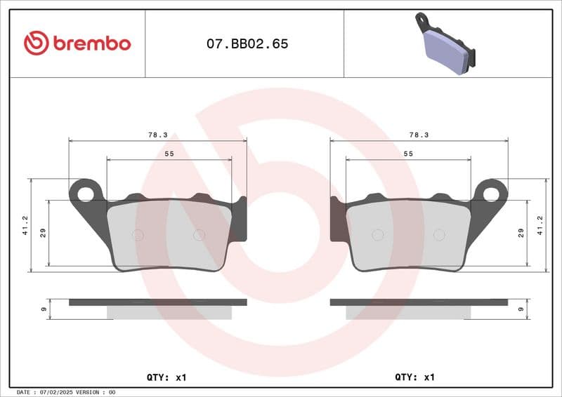 Brake pads Achter, beoogd gebruik: oe gelijkwaardig, materiaal: sinter-65, 41,2x77,9x9mm past: ALFER NO LIMIT, VR  APRILIA PEGASO, SL, SMV  ATK 125, 250, 260, 406, CROSS 50-1000 1976-2013
