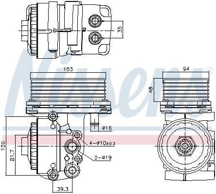Olie radiator (met behuizing) past: FORD MONDEO III, TRANSIT, TRANSIT TOURNEO  JAGUAR X-TYPE I  LAND ROVER DEFENDER 2.0D/2.2D/2.4D 01.00-02.16