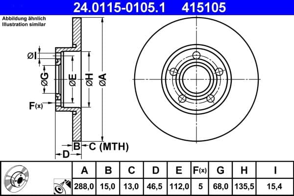Brake disc Voor Links/Rechts past: AUDI 100 C4, A4 B5, A6 C4 1.6-2.5D 12.90-09.01