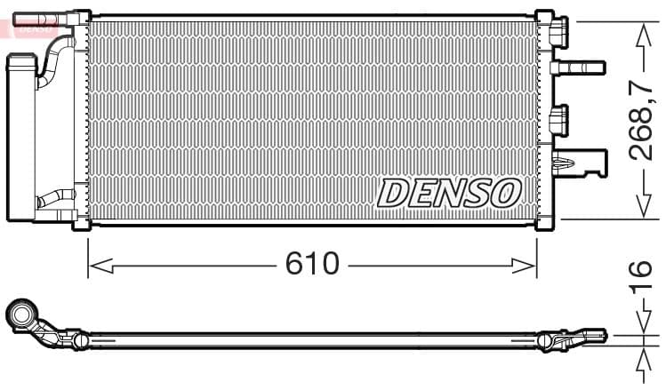A/C condensator (met droger) past: BMW 1 (F40), 2 (F45), X1 (F48)  MINI (F56), (F57), CLUBMAN (F54), COUNTRYMAN (F60) 2.0 11.13-