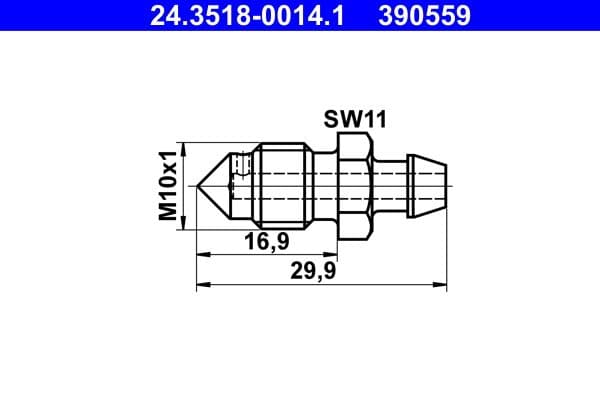 Brake vent (M10x1mm) past: CHEVROLET LACETTI  VW SHARAN 1.6/1.9D 09.96-