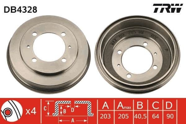 Brake drum Achter past: MITSUBISHI CARISMA, SPACE STAR 1.3-1.9D 05.95-06.06