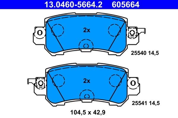 Remblokken set Achter , past: MAZDA CX-3, CX-5 1.5D-2.5 11.11-