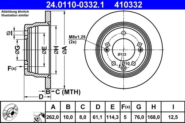 Brake disc Achter Links/Rechts past: HYUNDAI I30, IX35, TUCSON  KIA CEE'D, PRO CEE'D, SPORTAGE III 1.4-2.0LPG 08.04-